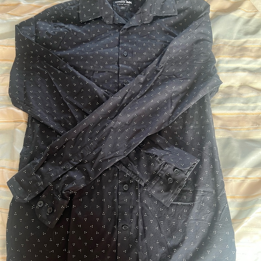 Express Black Shirt with White Dots